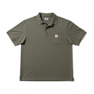 Carhartt Mens Loose Fit Short Sleeve Polo Shirt Gray XL Pocket Workwear